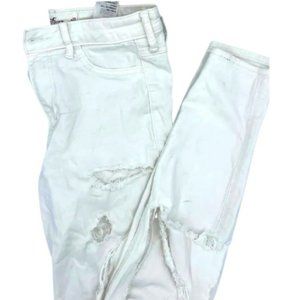 Womens Hollister White Distressed Skinny Jeans Waist 27 L 28 FLAWLESS!!